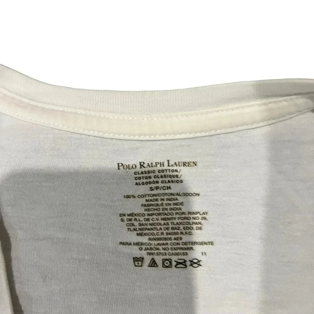 Polo Ralph Lauren‎ Small White V-Neck Short Sleeve T-Shirt/Undershirt